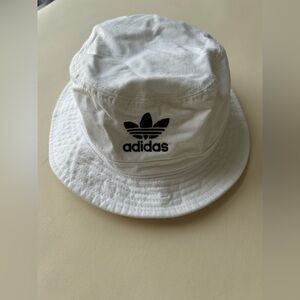 adidas White Bucket Hat with Black Trefoil